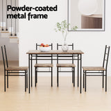 NNEDSZ Artiss Dining Table and Chairs Set 5PCS Industrial Wooden Metal Desk Walnut
