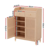 NNEDSZ Artiss Shoe Rack Cabinet 4-Tier 16 Pairs Pine