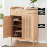 NNEDSZ Artiss Shoe Rack Cabinet 4-Tier 16 Pairs Pine