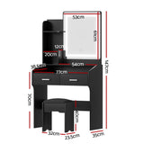 Artiss Dressing Table Set Stool Led Black