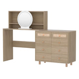 NNEDSZ Dressing Table Set Stool LED Mirror Pine