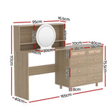 NNEDSZ Dressing Table Set Stool LED Mirror Pine