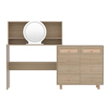 NNEDSZ Dressing Table Set Stool LED Mirror Pine