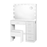 NNEDSZ Artiss Dressing Table Set Stool 15 Led Bulbs White Darcy