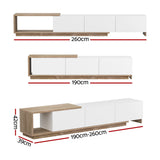 NNEDSZ Artiss TV Cabinet Entertainment Unit Stand Extendable White Oak