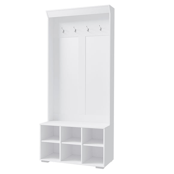 NNEDSZ Shoe Cabinet Storage Rack Shoe Bench Hall Tree Coat Rack White 180CM