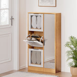 NNEDSZ Mirror Shoe Cabinet White Mesh