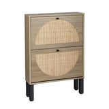 NNEDSZ Shoe Cabinet 2 Drawers Rattan 6 Pairs