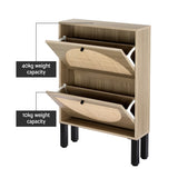 NNEDSZ Shoe Cabinet 2 Drawers Rattan 6 Pairs