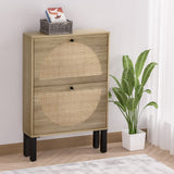 NNEDSZ Shoe Cabinet 2 Drawers Rattan 6 Pairs