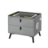 NNEDSZ Artiss Smart Bedside Table with Wireless Charging - AIKA Grey