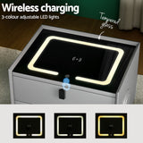 NNEDSZ Artiss Smart Bedside Table with Wireless Charging - AIKA Grey