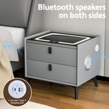 NNEDSZ Artiss Smart Bedside Table with Wireless Charging - AIKA Grey