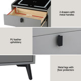 NNEDSZ Artiss Smart Bedside Table with Wireless Charging - AIKA Grey