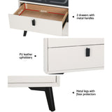 NNEDSZ Smart Bedside Table 2 Drawers with Wireless Charging Ports LED White AIKA
