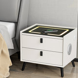 NNEDSZ Smart Bedside Table 2 Drawers with Wireless Charging Ports LED White AIKA