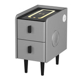 NNEDSZ Artiss Smart Bedside Table 2 Drawers with Wireless Charging Ports LED Grey AIDA