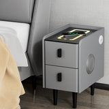 NNEDSZ Artiss Smart Bedside Table 2 Drawers with Wireless Charging Ports LED Grey AIDA
