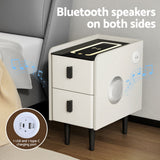 NNEDSZ Artiss Smart Bedside Table with Wireless Charging - AIDA White