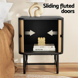 NNEDSZ Artiss Bedside Table with Sliding Doors BORIS