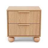 Artiss 2x Bedside Table Round Legs 2 Drawers Pine