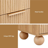 Artiss 2x Bedside Table Round Legs 2 Drawers Pine