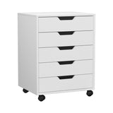 NNEDSZ 5-Drawer Filing Cabinet Mobile Rolling Storage Cabinet Chest of Drawers Stand White