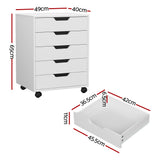 NNEDSZ 5-Drawer Filing Cabinet Mobile Rolling Storage Cabinet Chest of Drawers Stand White