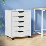 NNEDSZ 5-Drawer Filing Cabinet Mobile Rolling Storage Cabinet Chest of Drawers Stand White