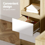 NNEDSZ Artiss Computer Desk Drawer Cabinet L-Shape Oak 136CM