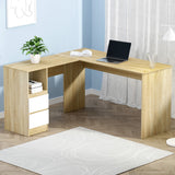NNEDSZ Artiss Computer Desk Drawer Cabinet L-Shape Oak 136CM