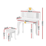 NNEDSZ Kids Dressing Table Vanity Makeup Chair Set Wooden 3 Mirror Drawer White