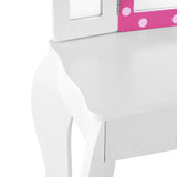 NNEDSZ Kids Dressing Table Vanity Makeup Chair Set Wooden 3 Mirror Drawer Pink