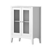 NNEDSZ Artiss Bathroom Storage Cabinet 80cm Buffet Sideboard Floor Cupboard Toilet Glass White