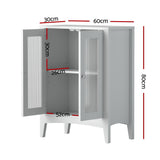 NNEDSZ Artiss Bathroom Storage Cabinet 80cm Buffet Sideboard Floor Cupboard Toilet Glass White