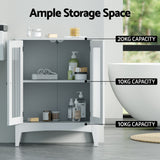 NNEDSZ Artiss Bathroom Storage Cabinet 80cm Buffet Sideboard Floor Cupboard Toilet Glass White