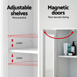 NNEDSZ Artiss Bathroom Storage Cabinet 80cm Buffet Sideboard Floor Cupboard Toilet Glass White