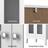 NNEDSZ Artiss Bathroom Storage Cabinet 80cm Buffet Sideboard Floor Cupboard Toilet Glass White