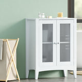 NNEDSZ Artiss Bathroom Storage Cabinet 80cm Buffet Sideboard Floor Cupboard Toilet Glass White