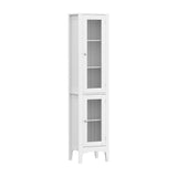 NNEDSZ Artiss Bathroom Storage Cabinet 160cm Tall Slim Floor Cupboard Toilet Glass Door White