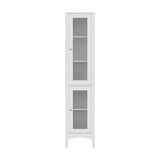 NNEDSZ Artiss Bathroom Storage Cabinet 160cm Tall Slim Floor Cupboard Toilet Glass Door White