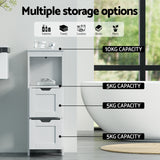 NNEDSZ Artiss Bathroom Storage Cabinet 89cm Floor Toilet Drawer Bedroom Organizer Standing White