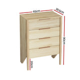 NNEDSZ Artiss 4 Chest of Drawers Tallboy - INEZ Pine