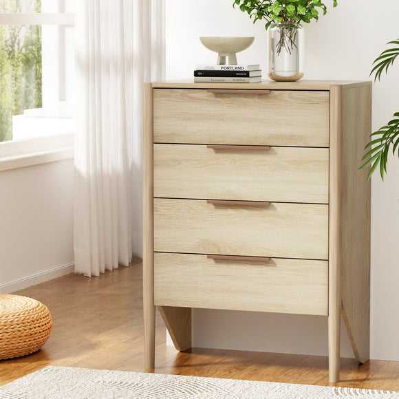NNEDSZ Artiss 4 Chest of Drawers Tallboy - INEZ Pine