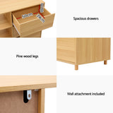 NNEDSZ Artiss Chest of 3 Drawers Storage Cabinet 3 Shelves Pine