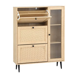 NNEDSZ Artiss Shoe Rack Cabinet 3 Flip-out Drawers Pine