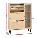 NNEDSZ Artiss Shoe Rack Cabinet 3 Flip-out Drawers Pine