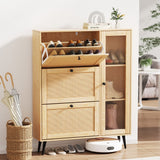 NNEDSZ Artiss Shoe Rack Cabinet 3 Flip-out Drawers Pine