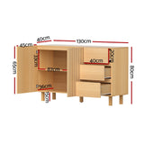 NNEDSZ 130cm Artiss Buffet Sideboard Cupboard Cabinet Pantry Storage Drawer Pine