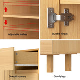 NNEDSZ 130cm Artiss Buffet Sideboard Cupboard Cabinet Pantry Storage Drawer Pine